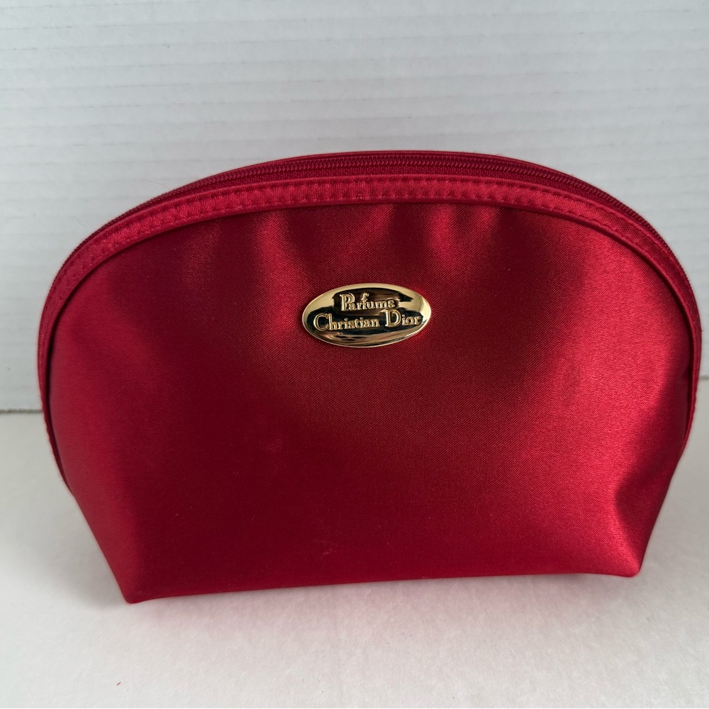 Parfums Christian Dior Small Metallic Red Cosmetic Bag Zip Bag NWOT